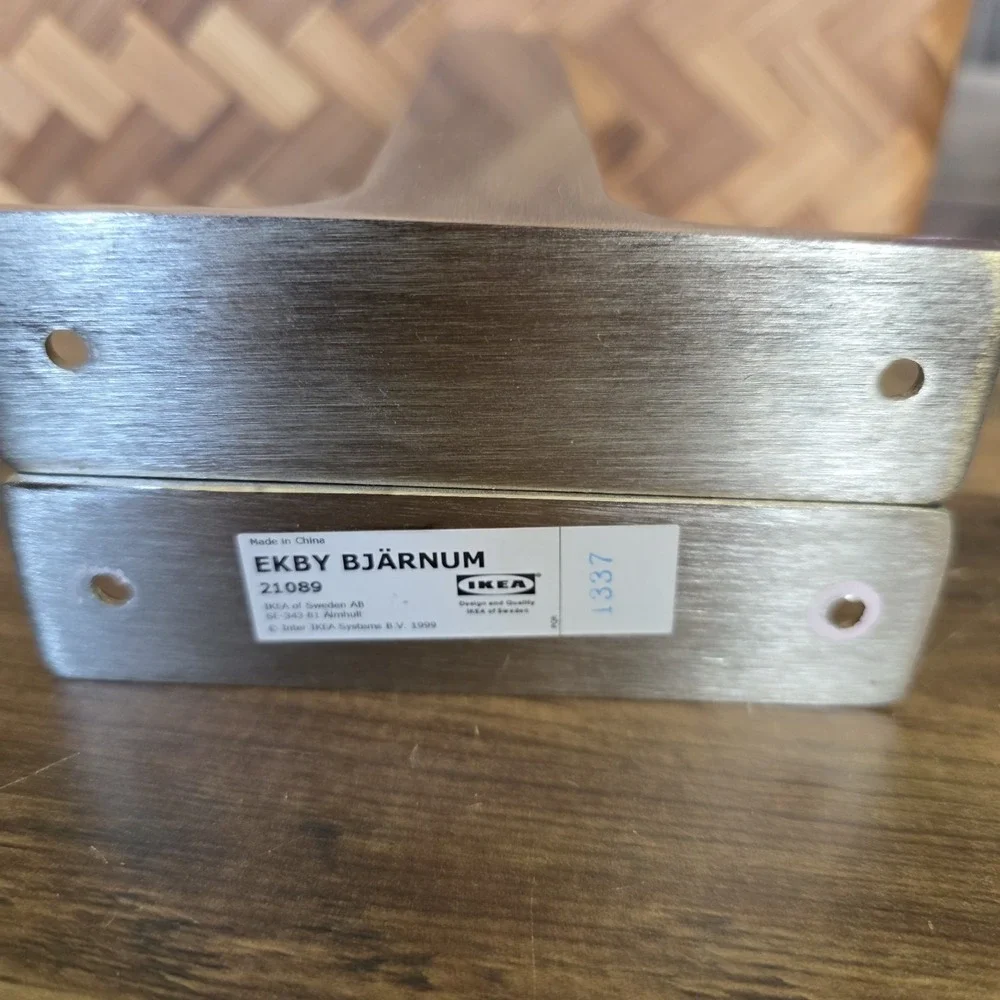ONE Pair IKEA Ekby Bjarnum 21089 Floating Shelf Brackets Stainless 7.75